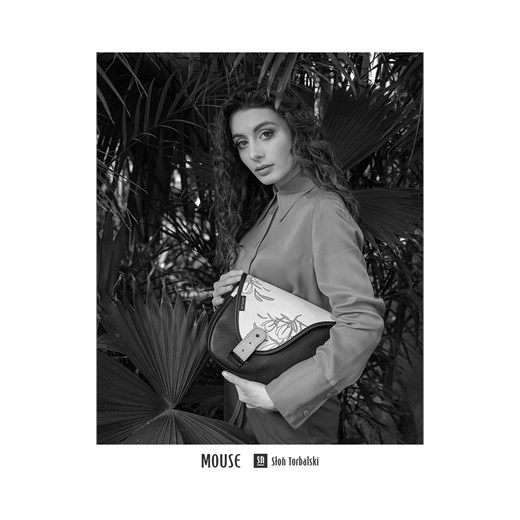 czarna torebka damska skórzana  listonoszka na ramię Mouse Słoń Torbalski Słoń Torbalski