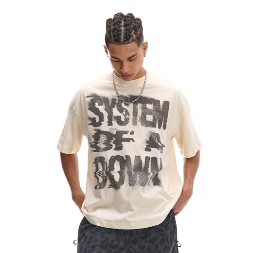 Cropp - Beżowa koszulka System of a Down - beżowy ze sklepu Cropp w kategorii T-shirty męskie - zdjęcie 179250319