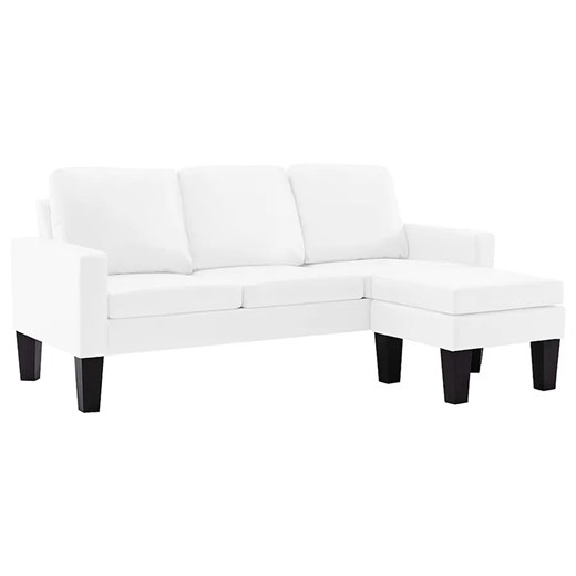 3-osobowa biała sofa z ekoskóry z podnóżkiem - Lencor 4Q ze sklepu Edinos.pl w kategorii Sofy i kanapy - zdjęcie 179252155