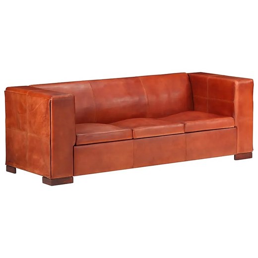 3-osobowa sofa z ciemnobrązowej skóry naturalnej - Vino 3Q ze sklepu Edinos.pl w kategorii Sofy i kanapy - zdjęcie 179252726