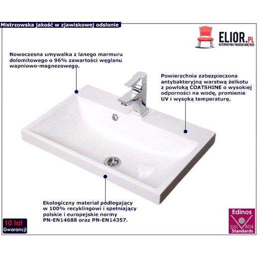 Umywalka łazienkowa z marmuru dolomitowego - Avero Elior One Size Edinos.pl