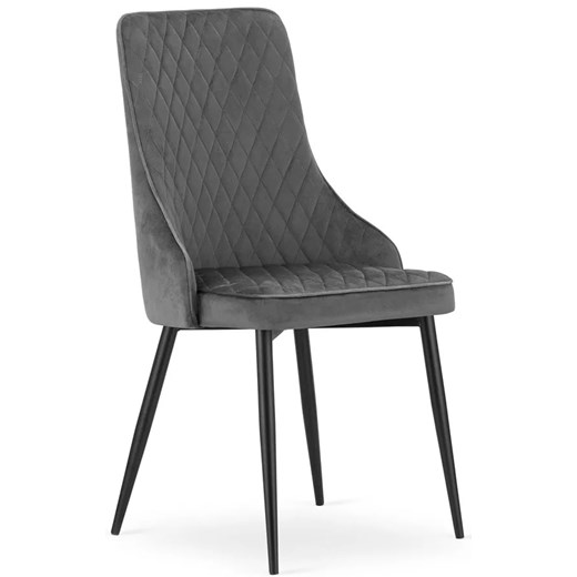 Komplet ciemnoszarych eleganckich welurowych krzeseł 4 szt. - Leo ze sklepu Edinos.pl w kategorii Krzesła - zdjęcie 179254207