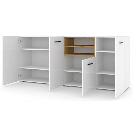 Długa komoda do salonu 200 cm biały połysk - Baden 6X Elior One Size Edinos.pl