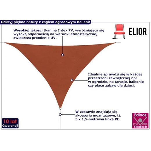 Trójkątny żagiel ogrodowy terakota - Belleni Elior One Size Edinos.pl
