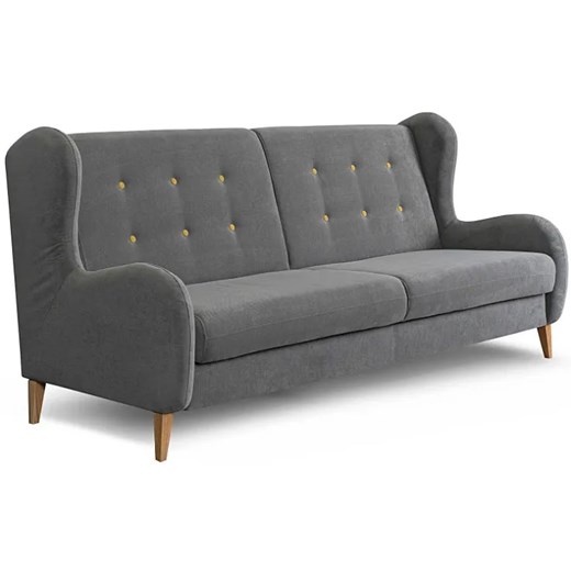 Szara rozkładana sofa w stylu retro z pojemnikiem - Berloni ze sklepu Edinos.pl w kategorii Sofy i kanapy - zdjęcie 179255918