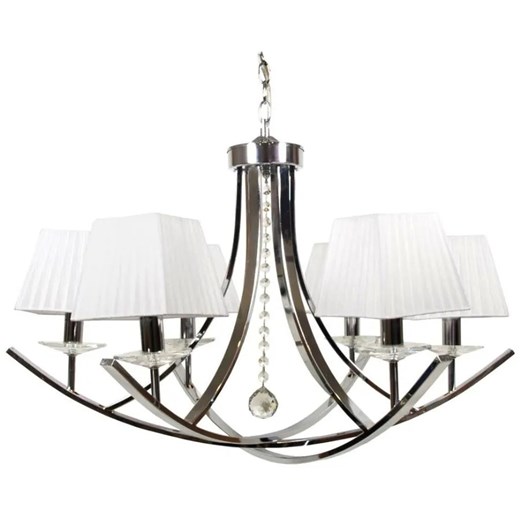 Srebrna lampa wisząca abażurowa - K544-Tariko ze sklepu Edinos.pl w kategorii Lampy wiszące - zdjęcie 179255967