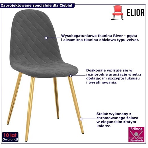 Tapicerowane ciemnoszare 2 krzesła glamour - Afrenol Elior One Size Edinos.pl