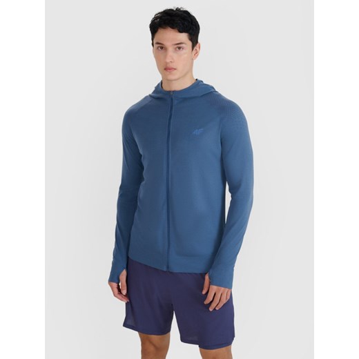 Męska bluza do biegania 4F 4FWSS25TFSWM544 - niebieska ze sklepu Sportstylestory.com w kategorii Bluzy męskie - zdjęcie 179257076