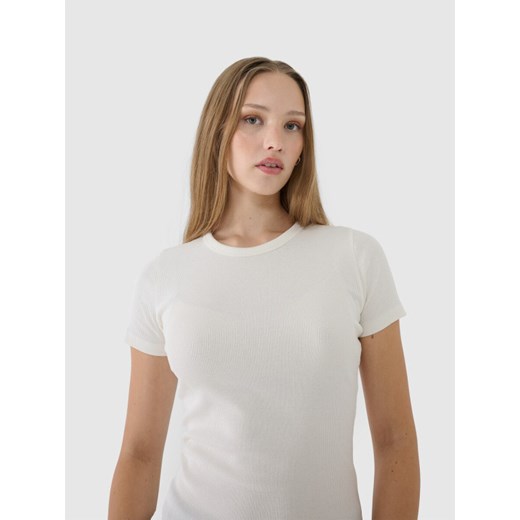 Damski t-shirt basic 4F 4FWSS25TTSHF1968 - biały ze sklepu Sportstylestory.com w kategorii Bluzki damskie - zdjęcie 179257285