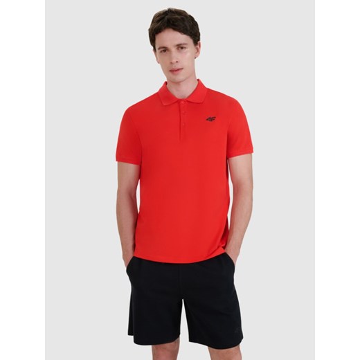 Męska koszulka polo 4F 4FWSS25TPTSM407- czerwona ze sklepu Sportstylestory.com w kategorii T-shirty męskie - zdjęcie 179257437