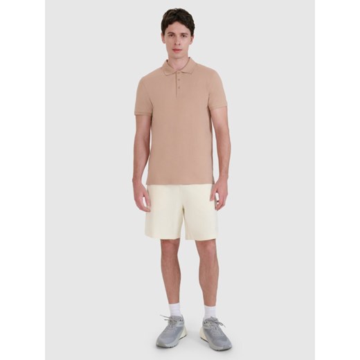 Męska koszulka polo 4F 4FWSS25TPTSM407- beżowa ze sklepu Sportstylestory.com w kategorii T-shirty męskie - zdjęcie 179257445