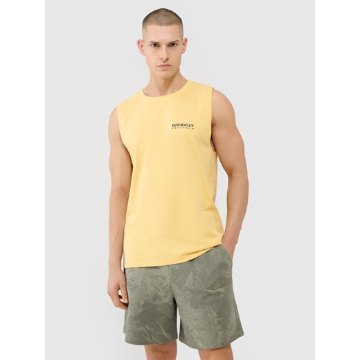 Męski top oversize 4F 4FWSS25TSLEM128 - żółty ze sklepu Sportstylestory.com w kategorii T-shirty męskie - zdjęcie 179257558