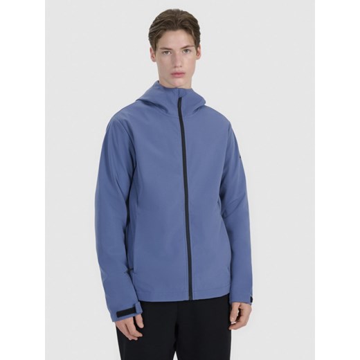 Męski softshell z kapturem 4F 4FWSS25TSOFM324 - niebieski ze sklepu Sportstylestory.com w kategorii Kurtki męskie - zdjęcie 179257638