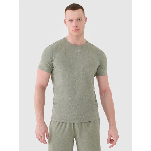 Męska koszulka treningowa 4F 4FWSS25TFTSM1344 - zielona ze sklepu Sportstylestory.com w kategorii T-shirty męskie - zdjęcie 179257838