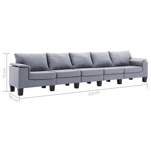 Pięcioosobowa jasnoszara sofa z podłokietnikami - Ekilore 5Q Elior One Size Edinos.pl