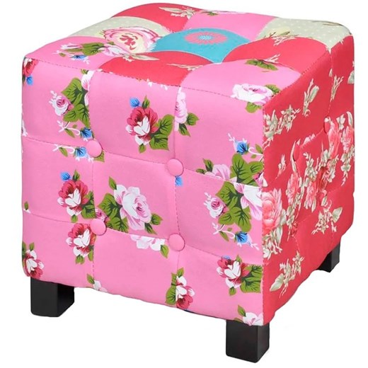 Kwadratowa kolorowa pufa patchwork - Olcha ze sklepu Edinos.pl w kategorii Pufy i siedziska - zdjęcie 179259569