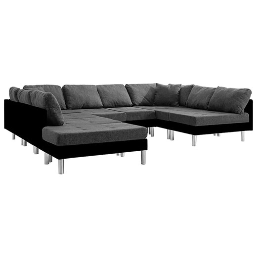 Sofa modułowa czarno-ciemnoszara z ekoskóry  - Basket ze sklepu Edinos.pl w kategorii Sofy i kanapy - zdjęcie 179260257