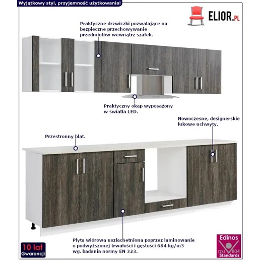 Zestaw mebli kuchennych z okapem - Fuegis Elior One Size Edinos.pl