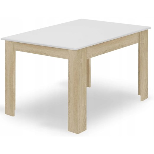 Skandynawski prostokątny stół 120 x 80 cm biały + dąb sonoma - Silio 4X ze sklepu Edinos.pl w kategorii Stoły - zdjęcie 179262325