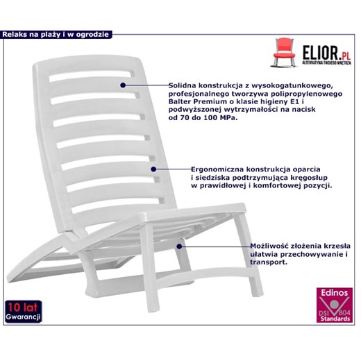 Składany zestaw plażowy dla dzieci Lido - biały Elior One Size Edinos.pl