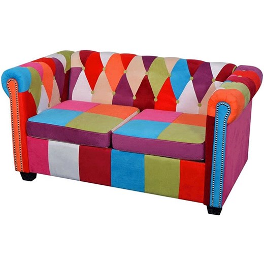Patchwork sofa chesterfield dwuosobowa F2-H19 ze sklepu Edinos.pl w kategorii Sofy i kanapy - zdjęcie 179262907