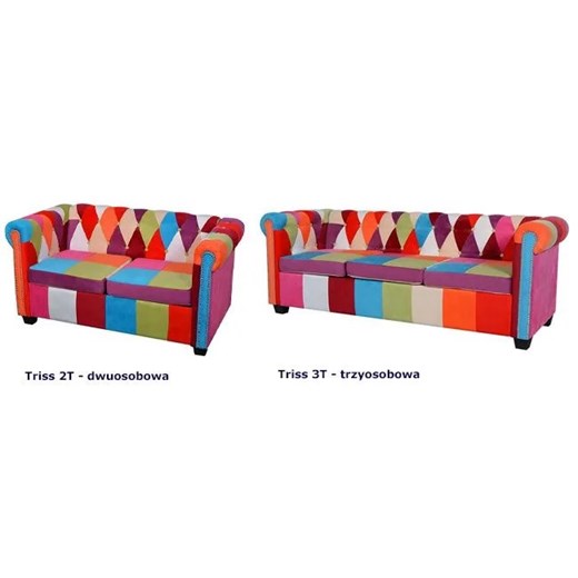 Sofa patchwork w stylu chesterfield Triss - trzyosobowa Elior One Size Edinos.pl