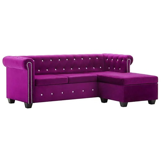 Aksamitna narożnik w stylu Chesterfield Xavier 4Q - fioletowy ze sklepu Edinos.pl w kategorii Narożniki - zdjęcie 179263086
