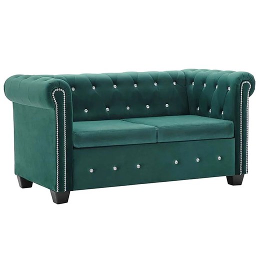 Aksamitna sofa w stylu Chesterfield Xavier 2Q - zielona ze sklepu Edinos.pl w kategorii Sofy i kanapy - zdjęcie 179263096