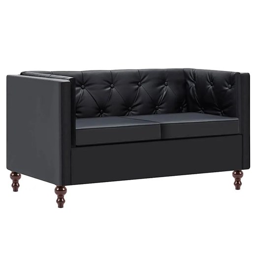 2-osobowa Sofa Vang w stylu Chesterfield - czarna ze sklepu Edinos.pl w kategorii Sofy i kanapy - zdjęcie 179263106