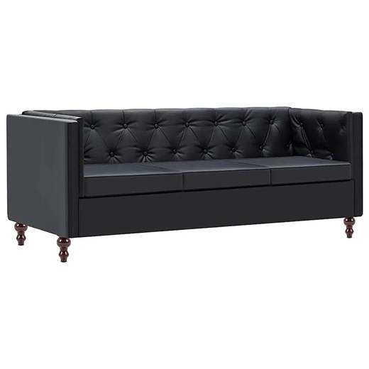 3-osobowa Sofa Majorka w stylu Chesterfield - czarna ze sklepu Edinos.pl w kategorii Sofy i kanapy - zdjęcie 179263116