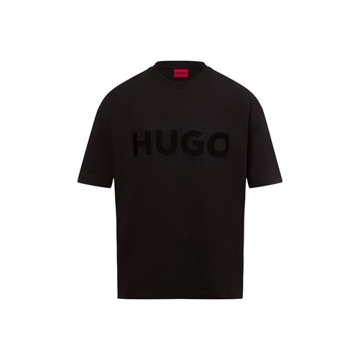 HUGO Koszulka męska - Dinkee Mężczyźni Bawełna czarny jednolity ze sklepu vangraaf w kategorii T-shirty męskie - zdjęcie 179267196