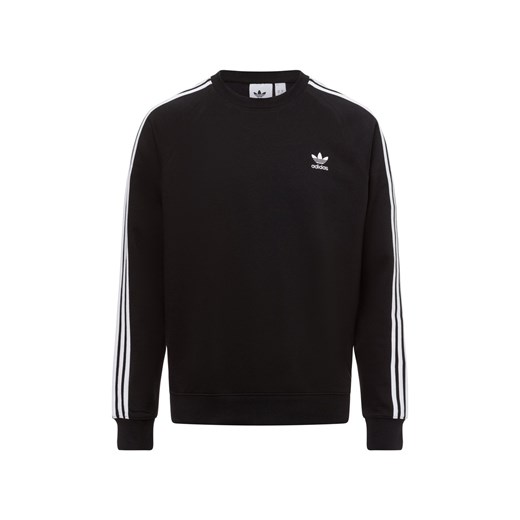 adidas Originals Bluza męska - 3-Stripes Crew Mężczyźni Bawełna czarny jednolity ze sklepu vangraaf w kategorii Bluzy męskie - zdjęcie 179267215