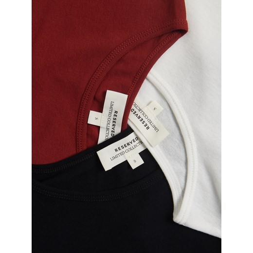 Reserved - Bawełniany t-shirt slim fit - ciemnofioletowy Reserved L Reserved