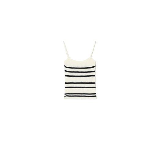 Cropp - Dzianinowy top w paski - biały ze sklepu Cropp w kategorii Bluzki damskie - zdjęcie 179267485
