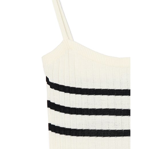 Cropp - Dzianinowy top w paski - biały Cropp XL Cropp