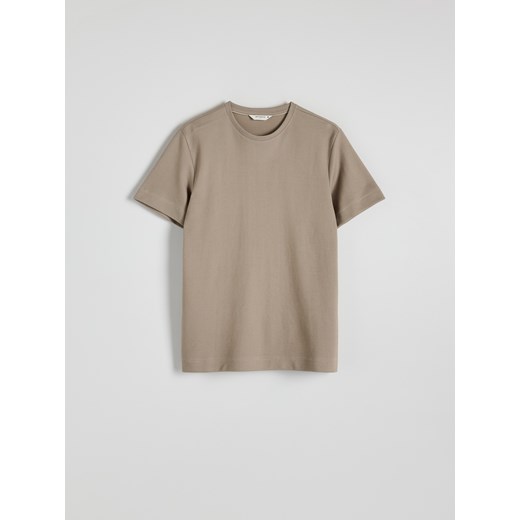 Reserved - T-shirt regular ze strukturalnej dzianiny - brązowy ze sklepu Reserved w kategorii T-shirty męskie - zdjęcie 179268017