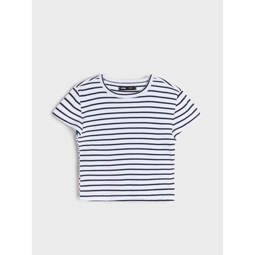 Sinsay - Crop top z krótkim rękawem - wielobarwny Sinsay XXS Sinsay