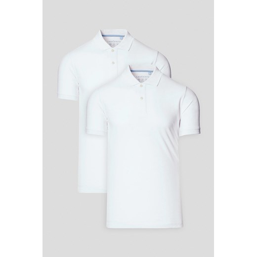 Zestaw 2 Koszulek Polo Białych Bawełnianych Jakob ze sklepu Lancerto S.A. w kategorii T-shirty męskie - zdjęcie 179272258