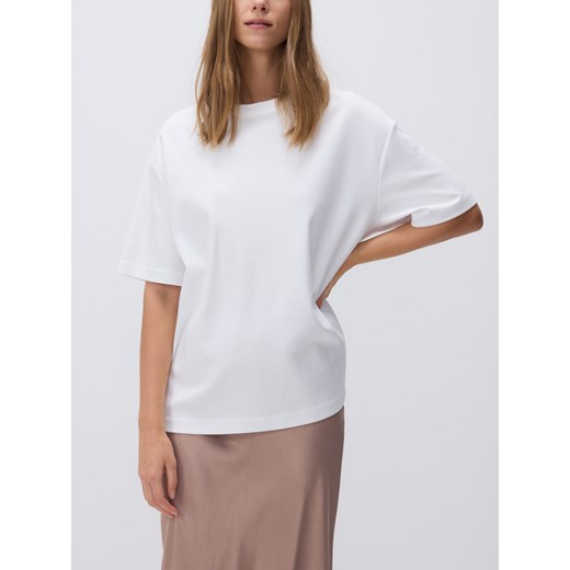 Reserved - T-shirt oversize z merceryzowanej bawełny - biały Reserved S Reserved