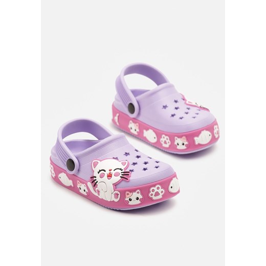 Fioletowe Klapki Chodaki z Kotkiem i Gwiazdkami Soneriela 30-31 born2be.pl