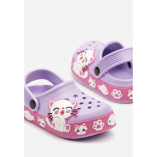 Fioletowe Klapki Chodaki z Kotkiem i Gwiazdkami Soneriela 30-31 born2be.pl
