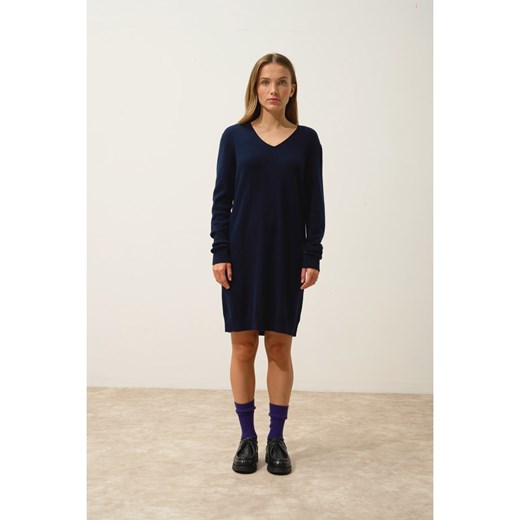 Just Cashmere Kaszmirowa sukienka &quot;Mileya&quot; w kolorze granatowym ze sklepu Limango Polska w kategorii Sukienki - zdjęcie 179273839