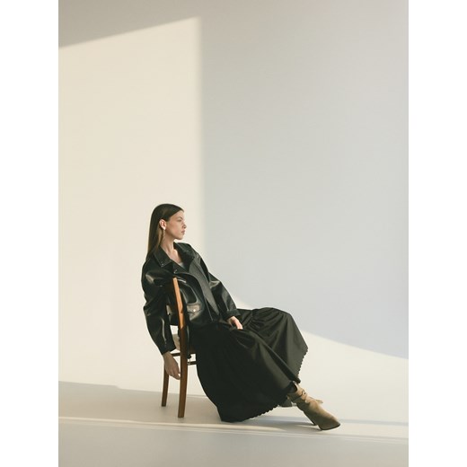 Reserved - Kurtka biker z paskiem - czarny ze sklepu Reserved w kategorii Kurtki damskie - zdjęcie 179275035