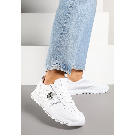 Srebrne Sneakersy Perforowane z Metaliczną Aplikacją Evinoriella ze sklepu renee.pl w kategorii Buty sportowe damskie - zdjęcie 179275357
