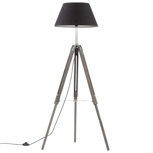 Szaro-czarna lampa stojąca drewniana trójnóg - EX199-Margos ze sklepu Edinos.pl w kategorii Lampy podłogowe - zdjęcie 179277015