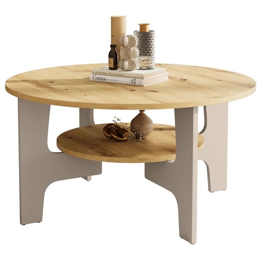 Stolik kawowy do salonu dąb artisan + kaszmir F7-S92 ze sklepu Edinos.pl w kategorii Stoliki kawowe - zdjęcie 179278747