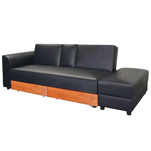 Rozkładana sofa Antlia z ekokóry - czarna ze sklepu Edinos.pl w kategorii Sofy i kanapy - zdjęcie 179279028