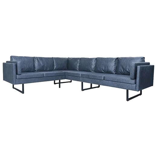7-osobowa szara sofa narożna z ekoskóry - Lordis 2X ze sklepu Edinos.pl w kategorii Sofy i kanapy - zdjęcie 179285127