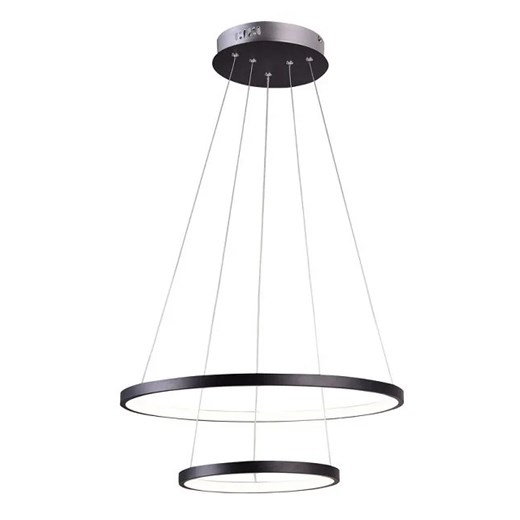 Czarna podwójna lampa wisząca z metalowym potrójnym zawiesiem - V082-Interis ze sklepu Edinos.pl w kategorii Lampy wiszące - zdjęcie 179285377