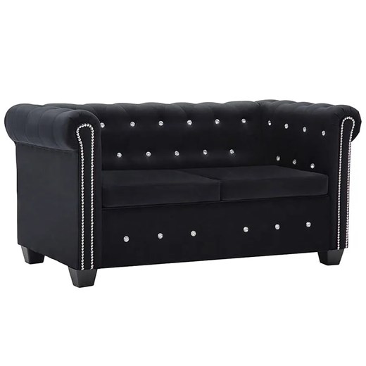 Aksamitna sofa w stylu Chesterfield Xavier 2Q - czarna ze sklepu Edinos.pl w kategorii Sofy i kanapy - zdjęcie 179285937
